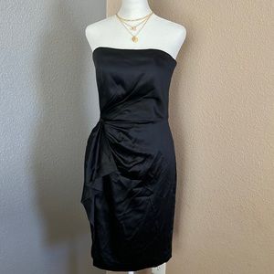 White House Black Market - Size 4 - black satin strapless cocktail dress